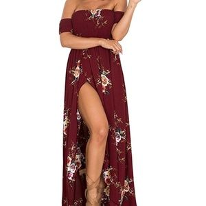 Summer Boho Off The Shoulder Long Maxi Dress